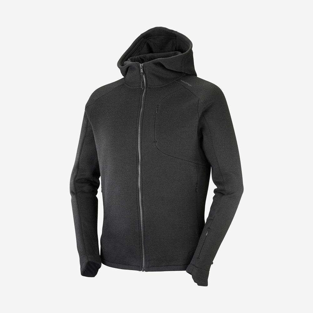 Vestes Imperméables Salomon Homme Noir - Salomon OUTLIFE TECH LS FZ MID HOODIE M - France (7402-CQVP